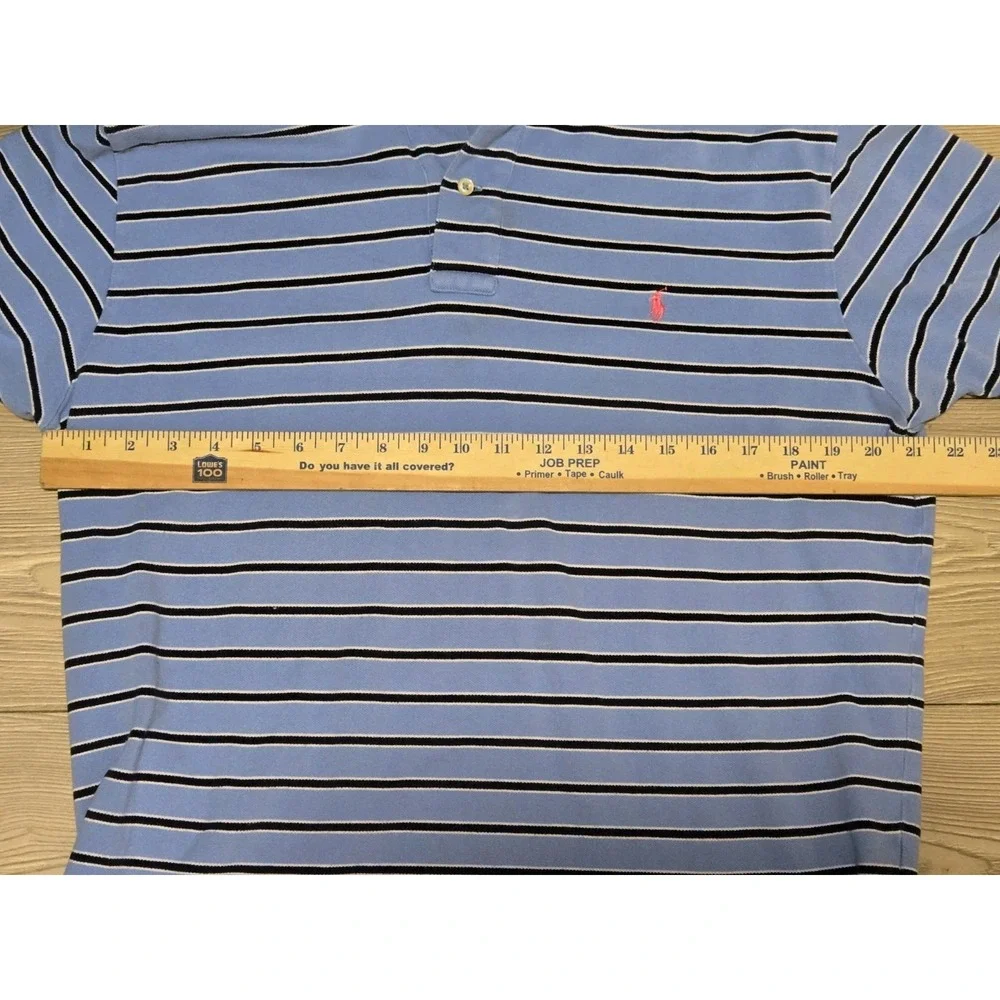 Polo Ralph Lauren Men's Vtg Polo Shirt Large Blue Pink Pony Short Sleeve Stripes